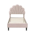 Lit coquillage en velours manon - 90 x 190 cm - beige
