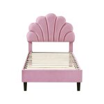 Lit coquillage en velours manon - 90 x 190 cm - rose