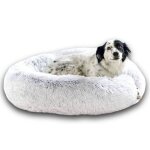 Lit coussin chien chat apaisant 80cm dodo donut? confortable rond doux cocon peluche anti stress panier ...