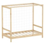 Lit denfant ml - design 80x160 cm naturel beige bois de pin avec but de football et sommier à lattes Lit denfant ml - design 80x160 cm naturel beige bois de pin avec but de football et sommier à lattes
