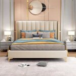 Lit design contour or avec sommier diana - pu beige - 160x200 Lit design contour or avec sommier diana - pu beige - 160x200