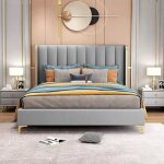 Lit design contour or avec sommier diana - pu gris - 180x200