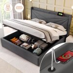 Lit double 160x200cm avec usb type c et sommier à lattes cadre de lit avec fonction de chargement tête ... Lit double 160x200cm avec usb type c et sommier à lattes cadre de lit avec fonction de chargement tête ...