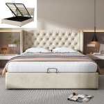 Lit coffre double 180x200 cm lit fonctionnel 2 personnes hydraulique avec sommier � lattes grand espace ...