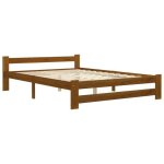 Lit double 2 place 160x200 cm bois de pin massif avec sommier structure de lit sans matelas solide et ...