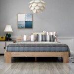 Lit adulte 140200cm - okwish - cadre de lit en bois avec tte de lit et sommier  lattes - naturel (sans ...