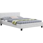 Lit double pour adulte mathieu avec sommier 140x190 cm 2 places / 2 personnes t�te et pied de lit capitonn�s ...