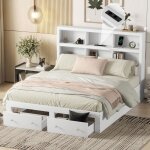 Okwish lit adulte en bois 160×200cm cadre de lit avec 2 tiroirs prise usb tête de lit fonctionnelle avec ... Okwish lit adulte en bois 160×200cm cadre de lit avec 2 tiroirs prise usb tête de lit fonctionnelle avec ...