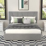 Lit double capitonné 140 x 200 cm - avec 4 tiroirs tête de lit réglable en hauteur velours style scandinave ... Lit double capitonné 140 x 200 cm - avec 4 tiroirs tête de lit réglable en hauteur velours style scandinave ...