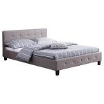Lit double pour adulte josy avec sommier 140x190 cm 2 places / 2 personnes t�te et pied de lit capitonn�s ...