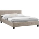 Lit double pour adulte mathieu avec sommier 140x190 cm 2 places / 2 personnes t�te et pied de lit capitonn�s ...