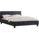 Lit double pour adulte mathieu avec sommier 140x190 cm 2 places / 2 personnes t�te et pied de lit capitonn�s ...