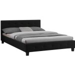 Lit double pour adulte mathieu avec sommier 140x190 cm 2 places / 2 personnes t�te et pied de lit capitonn�s ...