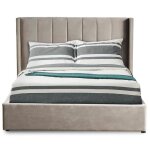 Lit double magorial avec sommier relevable 180x200cm velours taupe