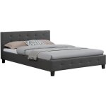 Lit double pour adulte mathieu avec sommier 140x190 cm 2 places / 2 personnes t�te et pied de lit capitonn�s ...