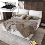 Lit double 180200 cm lit coffre 2 personnes trois tiroirs sommier  lattes avec tte de lit sans matelas ...