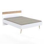 Lit double 140x190cm blanc et ch�ne blanchi - blanc - terre de nuit