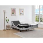 Lit électrique de relaxation déco + matelas mémoire de forme - 2 x 80 x 200 cm - tissu - gris - menasina ... Lit électrique de relaxation déco + matelas mémoire de forme - 2 x 80 x 200 cm - tissu - gris - menasina ...