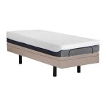 Lit lectrique de relaxation dco + matelas mmoire de forme - 80 x 200 cm - tissu - beige - menasina ...