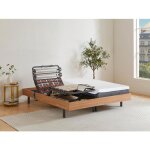 Lit �lectrique de relaxation lattes et plots + matelas m�moire de forme - 2 x 80 x 200 cm - ch�ne - dionysos ...