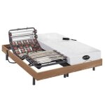 Lit �lectrique de relaxation lattes et plots + matelas m�moire de forme et bambou - 2 x 80 x 200 cm - ...