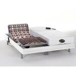 Lit �lectrique de relaxation tout plots + matelas m�moire de forme et bambou - 2 x 90 x 200 cm - blanc ...