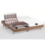 Lit électrique de relaxation tout plots + matelas mémoire de forme et bambou - 2 x 90 x 200 cm - chêne ... Lit électrique de relaxation tout plots + matelas mémoire de forme et bambou - 2 x 90 x 200 cm - chêne ...