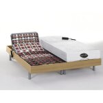 Lit électrique de relaxation tout plots + matelas mémoire de forme et bambou - 2 x 70 x 190 cm - chêne ... Lit électrique de relaxation tout plots + matelas mémoire de forme et bambou - 2 x 70 x 190 cm - chêne ...