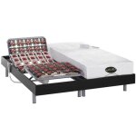 Lit �lectrique de relaxation tout plots + matelas m�moire de forme et bambou - 2 x 70 x 190 cm - noir ...