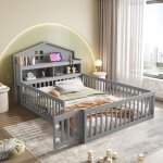 Lit enfant 140x200cm - cadre de lit - okwish - barrire porte et espace de rangement - sommier  lattes ...