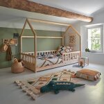 Lit enfant 90 x 190 cm avec sommier et barrières - kontarboor - pin Lit enfant 90 x 190 cm avec sommier et barrières - kontarboor - pin