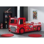 Lit enfant camion de pompier rouge - paris prix - 1 personne - 90x200 cm - sommier inclus - style enfant ...