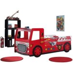 Pack - lit enfant & matelas camion de pompier 90x200cm rouge