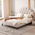 Lit enfantlit capitonn 140 x 200 cm avec sommier  latteslit double avec tte de lit en forme de fleurvelours ...