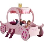 Pack - lit enfant & matelas carrosse 90x200cm rose