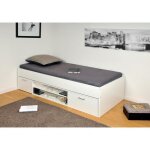 Lit enfant tess contemporain mlamin blanc - l 90 x 190 cm - chevet et rangement intgrs
