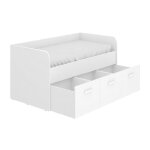 Lit enfant gigogne 90 x 190 cm en m�lamine coloris blanc avec 3 tiroirs - longueur 194. 3 x profondeur ...