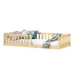 Lit enfant gustavo lit au sol 90x200 cm dinspiration montessori avec barri�res de protection en pin massif ...