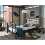 Lit enfant en mtal noir laqu 120x200 cm - new york