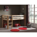 Lit enfant mezzanine en pin massif - vipack - charlotte - gris - 90x200 cm - a lattes