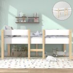 Lit enfant mi hauteur 90x190cm en bois de pin massif lit simple structure en pin sommier inclus blanc ...