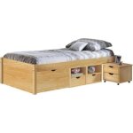 Lit enfant multi - rangements - paris prix - clark - bois massif - avec tiroirs - naturel Lit enfant multi - rangements - paris prix - clark - bois massif - avec tiroirs - naturel