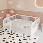 Lit enfant 140x200cm - cadre de lit - okwish - barreaux et porte - bois blanc (sans sommier à lattes) ... Lit enfant 140x200cm - cadre de lit - okwish - barreaux et porte - bois blanc (sans sommier à lattes) ...