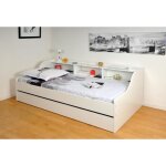 Lit enfant palma - weber industries - contemporain - m�lamin� blanc - avec tiroir lit et �tag�res int�gr�s ...