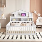 Lit enfant - redom - 140 x 200 cm - bois massif - tête de lit en forme de toit - blanc Lit enfant - redom - 140 x 200 cm - bois massif - tête de lit en forme de toit - blanc