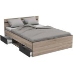 Le roi du matelas - lit michigan chêne / noir - 140x190 cm - cadre en mdf - hauteur 75 cm Le roi du matelas - lit michigan chêne / noir - 140x190 cm - cadre en mdf - hauteur 75 cm