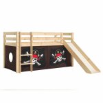 Lit enfant sur�lev� avec toboggan pino caribian pirates 90x200cm naturel