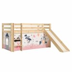Lit enfant surlev avec toboggan pino princesse sophie 90x200cm naturel