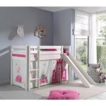 Lit enfant avec toboggan pino princesse blanc - paris prix - 90x200 cm - sommier inclus