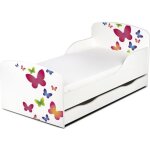 Lit denfant toddler motif papillons les tiroirs et matelas 140 / 70 Lit denfant toddler motif papillons les tiroirs et matelas 140 / 70